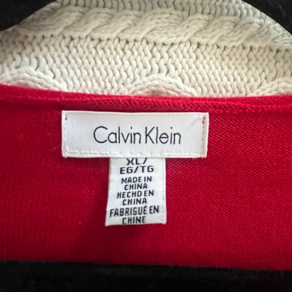 Calvin Klein Red Knit Lightweight Sweater with Sparkle Accents Women’s XL - Picture 15 of 16
